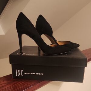 INC International Concepts Elegant Black Suede Heels